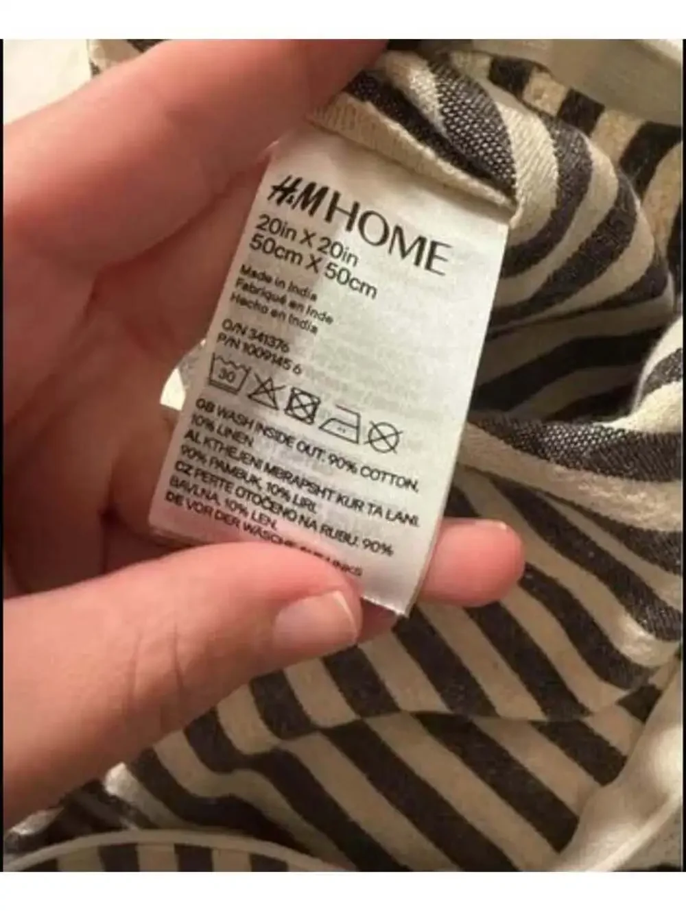 20”x20” H&M Home Striped Pillow Cover